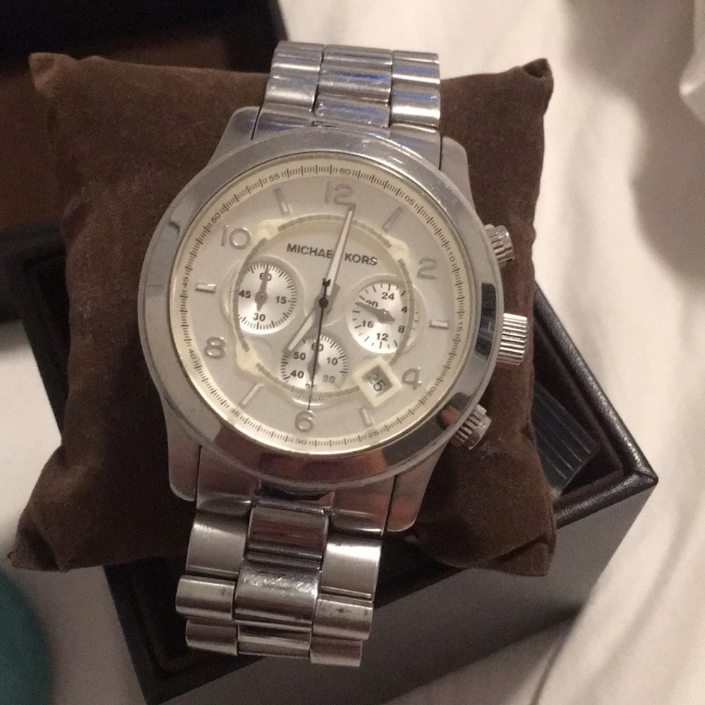 Silver oversized Michael Kors Watch